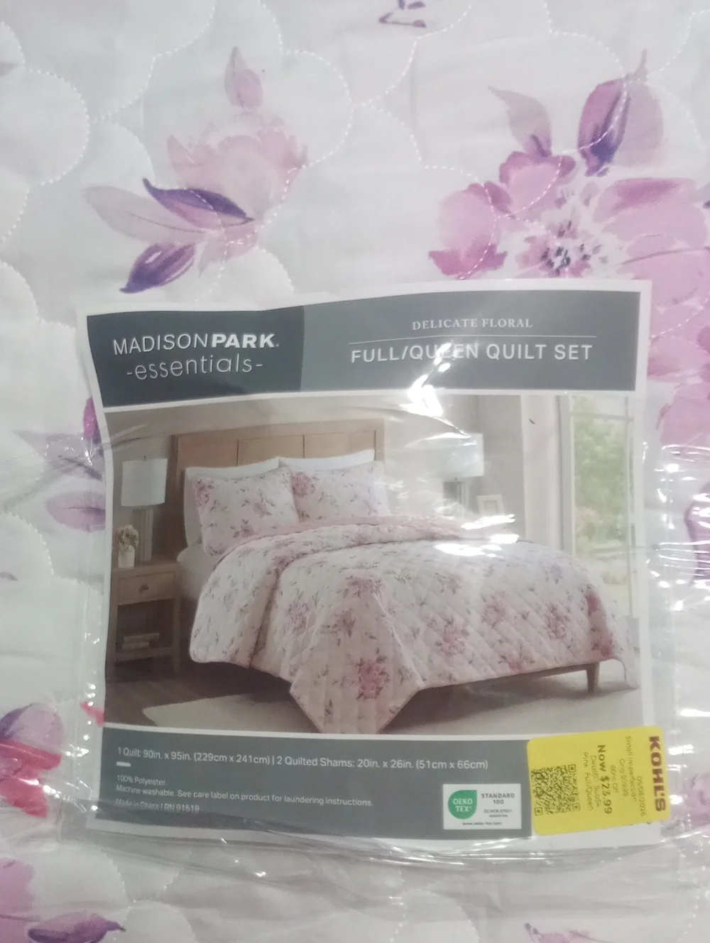 Madison Park Delicate Floral Full/Queen Quilt Set New $59.99 Pink
